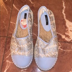 Blue lace espadrilles